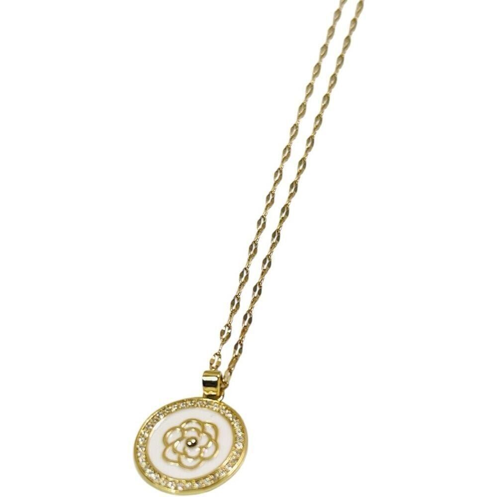 18K Gold Plated Camellia Flower Pendant Necklace - Picture 4 of 7